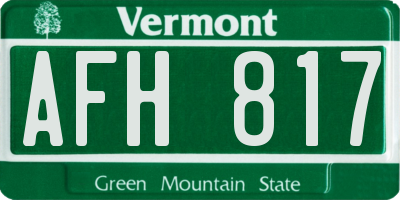 VT license plate AFH817