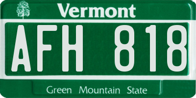 VT license plate AFH818