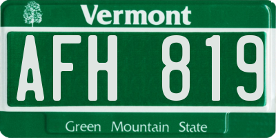 VT license plate AFH819