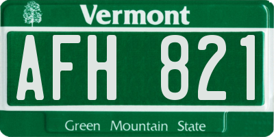 VT license plate AFH821