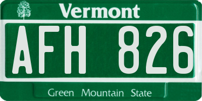 VT license plate AFH826