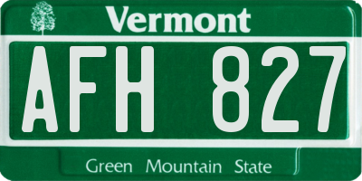 VT license plate AFH827