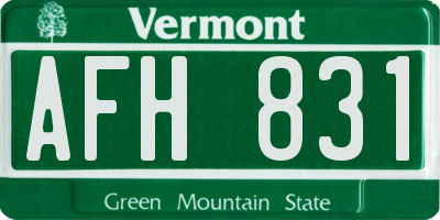 VT license plate AFH831