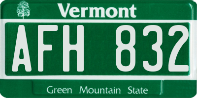 VT license plate AFH832