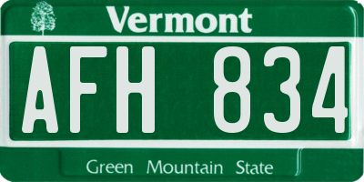 VT license plate AFH834