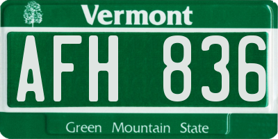 VT license plate AFH836