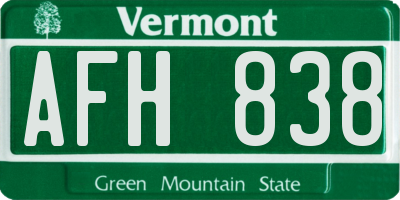 VT license plate AFH838