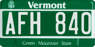 VT license plate AFH840