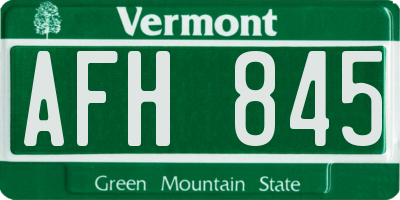 VT license plate AFH845