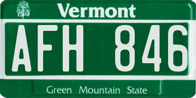 VT license plate AFH846