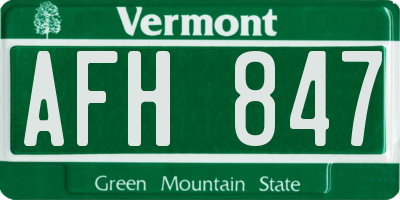 VT license plate AFH847