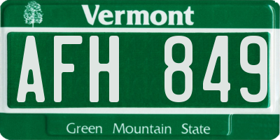 VT license plate AFH849