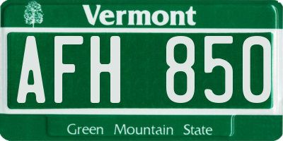 VT license plate AFH850