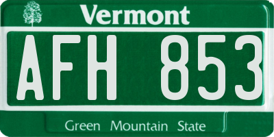 VT license plate AFH853