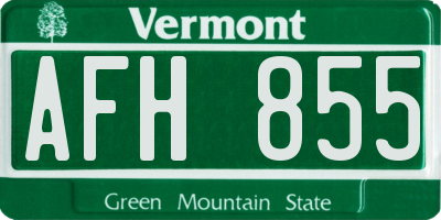 VT license plate AFH855