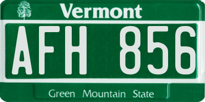 VT license plate AFH856