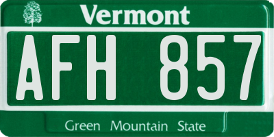 VT license plate AFH857