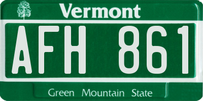 VT license plate AFH861