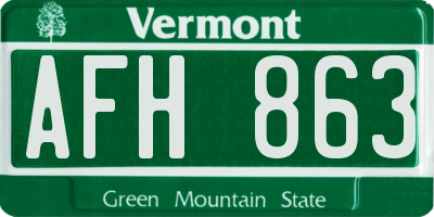 VT license plate AFH863