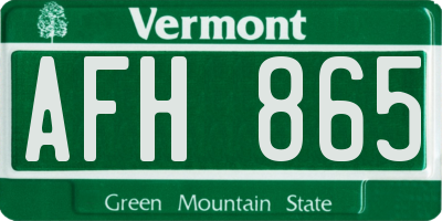 VT license plate AFH865