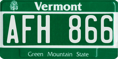 VT license plate AFH866