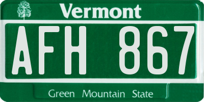 VT license plate AFH867