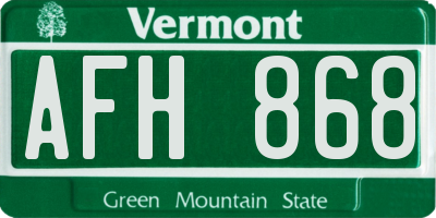 VT license plate AFH868