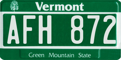 VT license plate AFH872