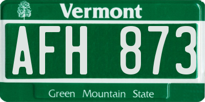 VT license plate AFH873