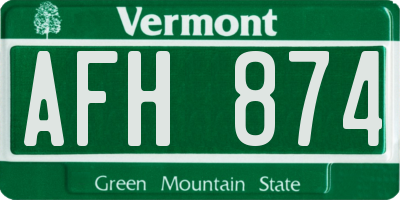 VT license plate AFH874