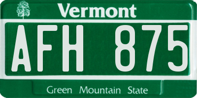 VT license plate AFH875