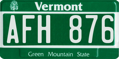 VT license plate AFH876