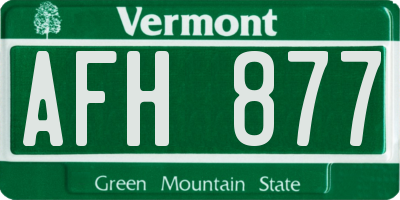VT license plate AFH877