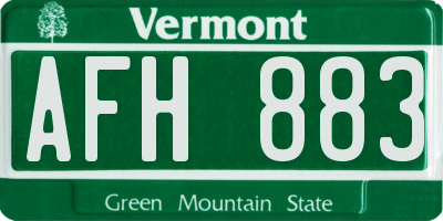VT license plate AFH883