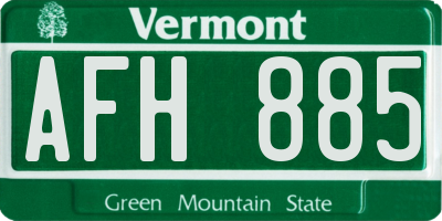 VT license plate AFH885