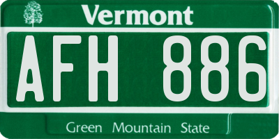 VT license plate AFH886