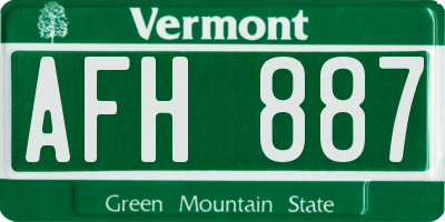 VT license plate AFH887