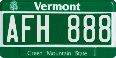 VT license plate AFH888