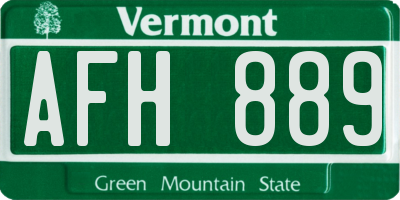VT license plate AFH889