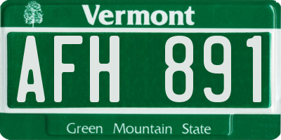 VT license plate AFH891