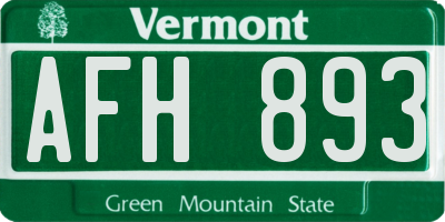 VT license plate AFH893