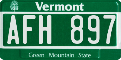 VT license plate AFH897