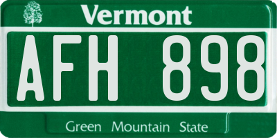 VT license plate AFH898
