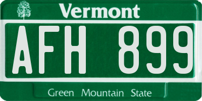 VT license plate AFH899