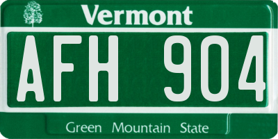 VT license plate AFH904