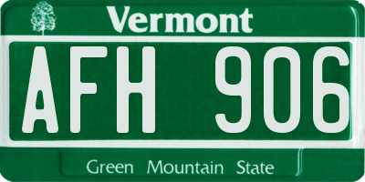 VT license plate AFH906