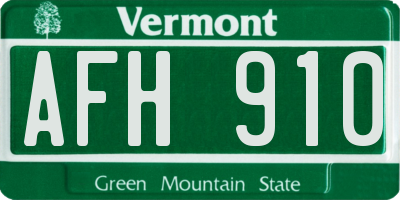 VT license plate AFH910