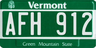 VT license plate AFH912