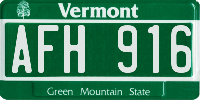VT license plate AFH916