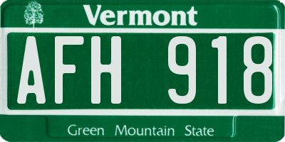 VT license plate AFH918